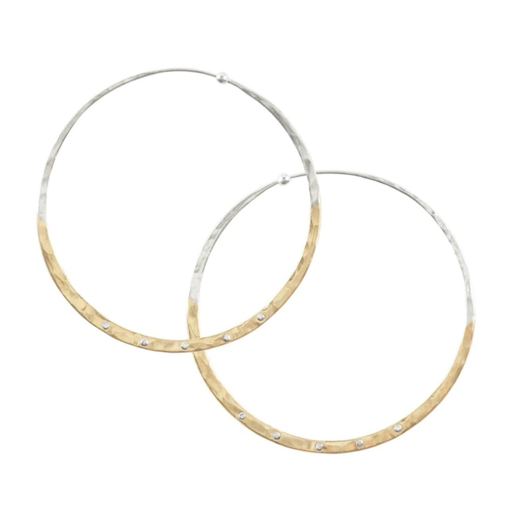 Artisan made dual toned metal hoop earrings